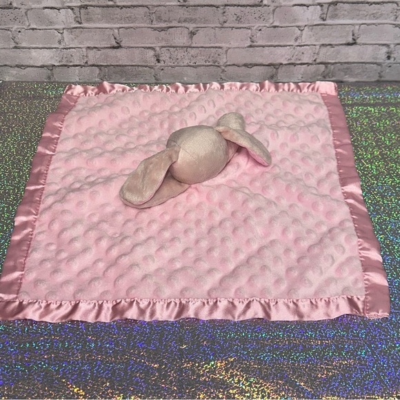 Lovie Security Blanket Pink Dog Minky Dot Lovey 16 in. Satin Back Trim Baby Toy - Picture 6 of 12